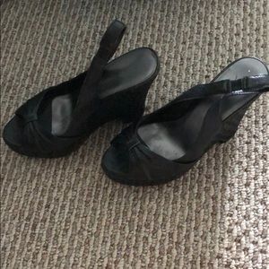 Black leather platform